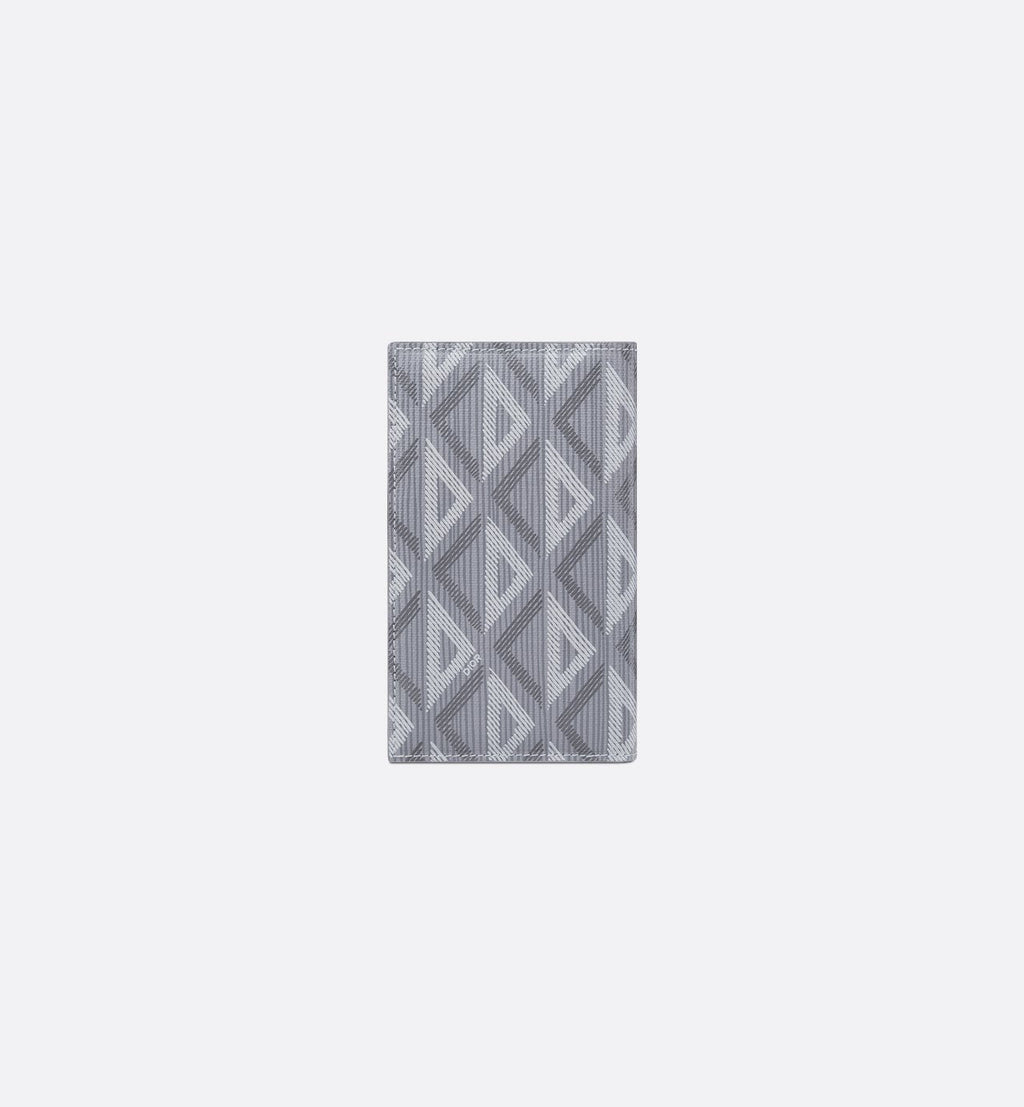 Long Bifold Card Holder Dior Gray Coated Cotton Canvas With Cd Diamond Print