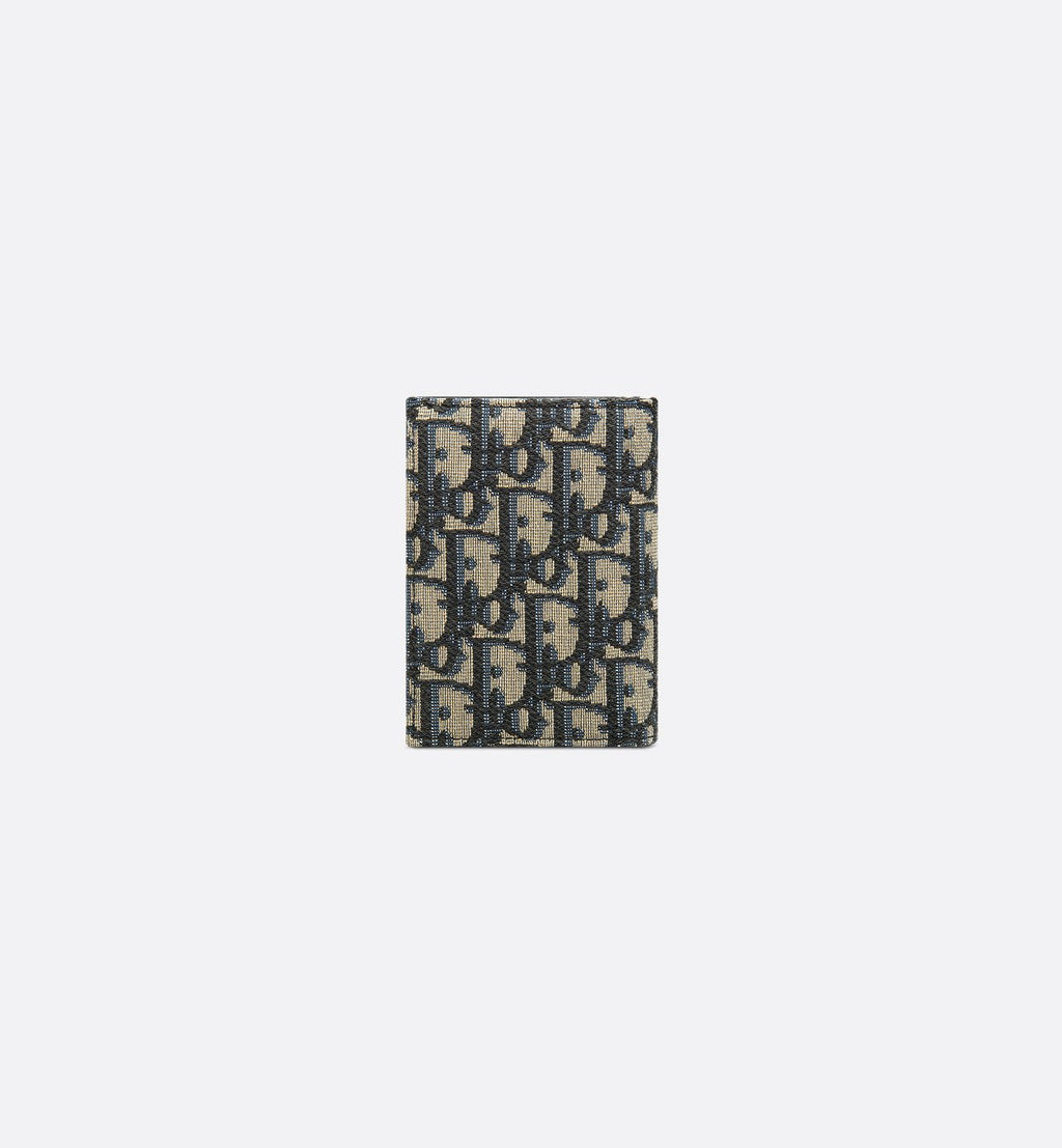 Bi-Fold Card Holder Beige And Black Dior Oblique Jacquard