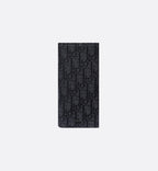 Vertical Long Wallet Black Dior Oblique Jacquard