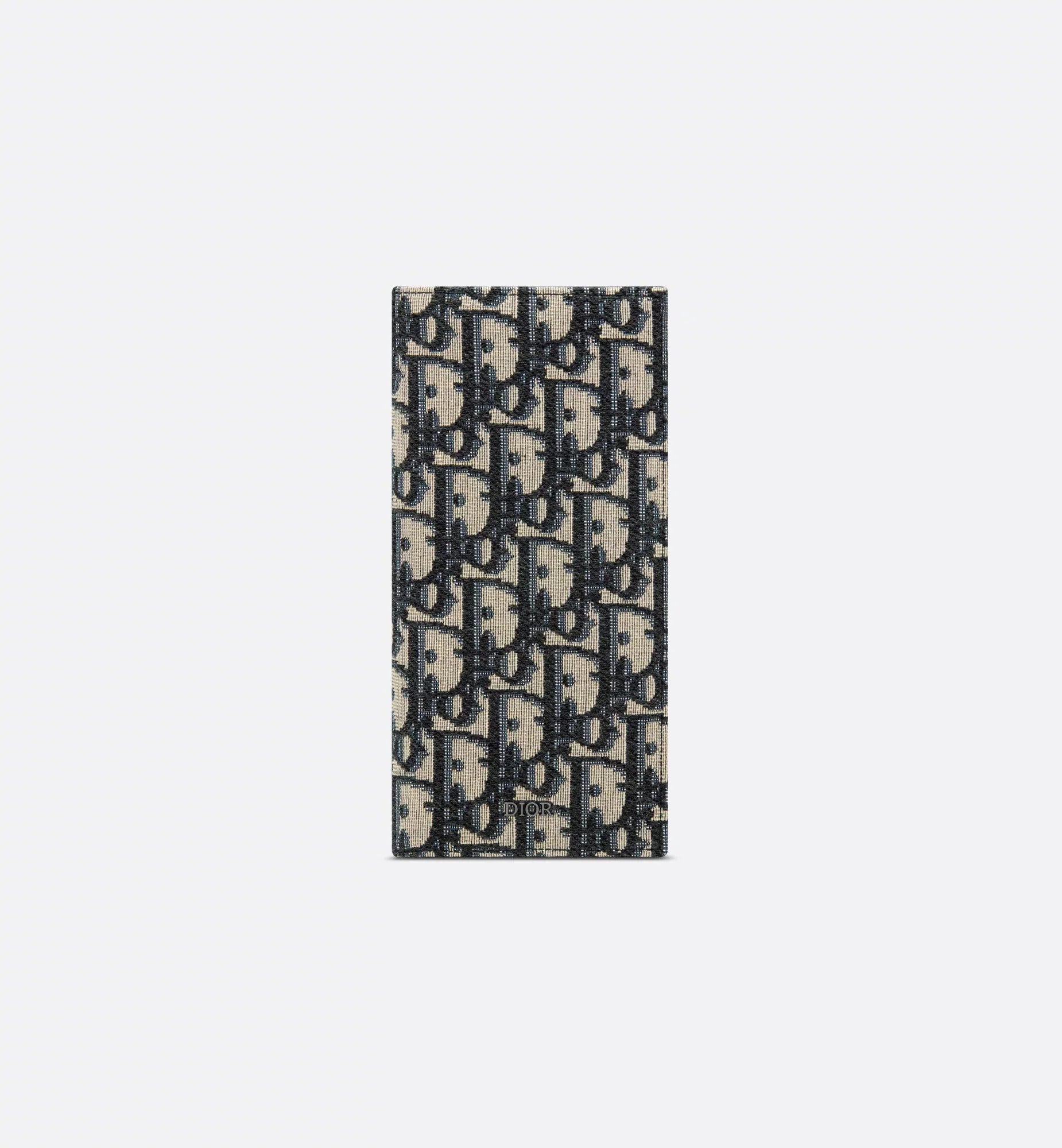 Vertical Long Wallet Beige And Black Dior Oblique Jacquard