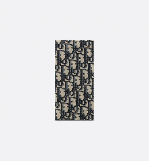 Vertical Long Wallet Beige And Black Dior Oblique Jacquard