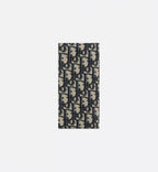 Vertical Long Wallet Beige And Black Dior Oblique Jacquard