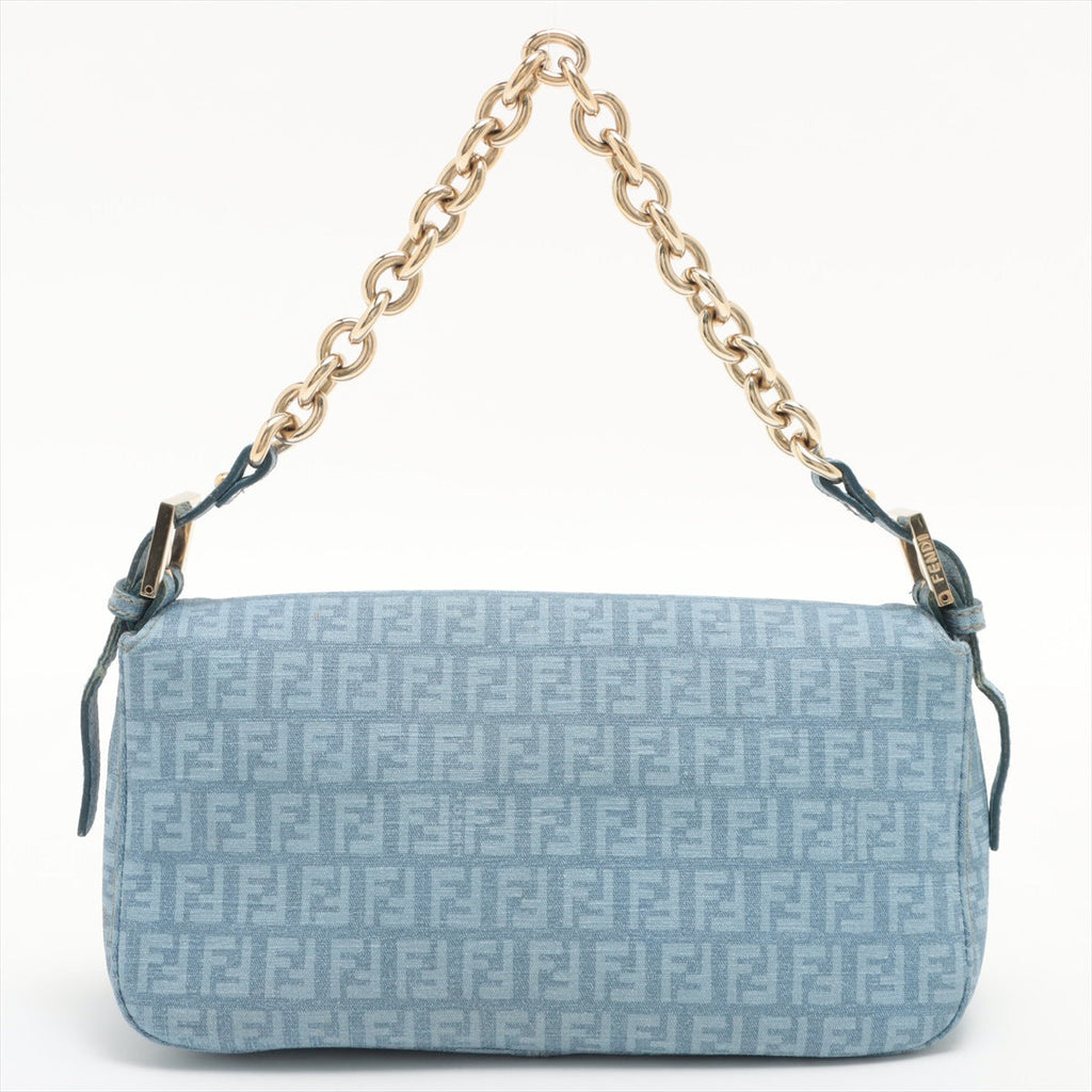 Fendi Blue Zucchino Coated Canvas Baguette Bag