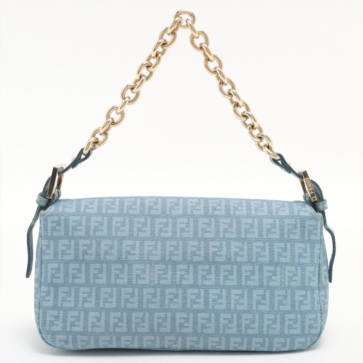 Fendi Blue Zucchino Coated Canvas Baguette Bag