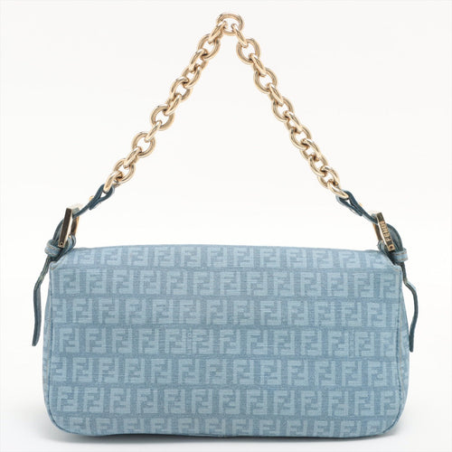 Fendi Blue Zucchino Coated Canvas Baguette Bag