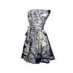 DIOR Size 34 Dress Fantaisie Cotton Navy/White