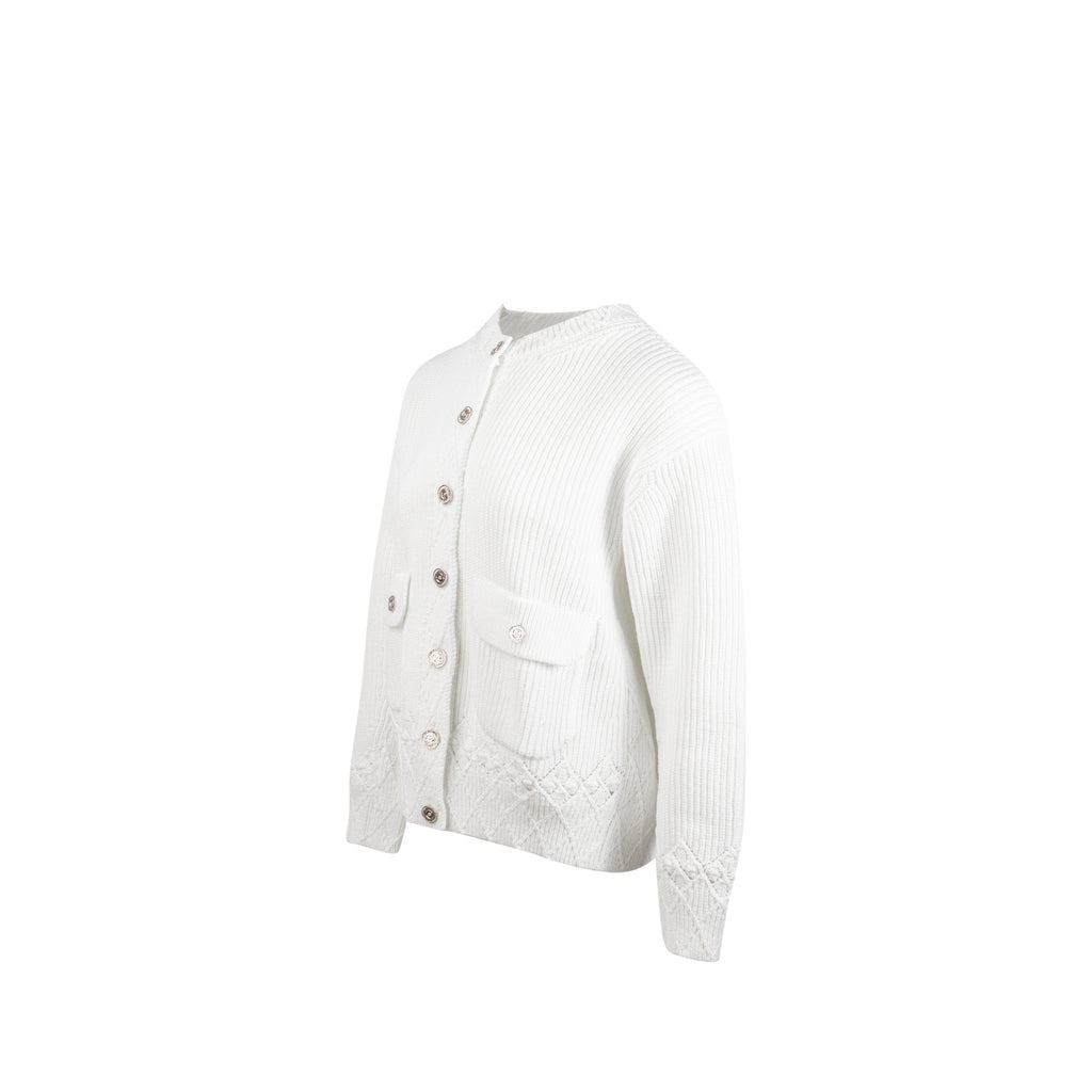 Chanel Size 38 25P Jacket Cotton/Mixed Fibres White SHW