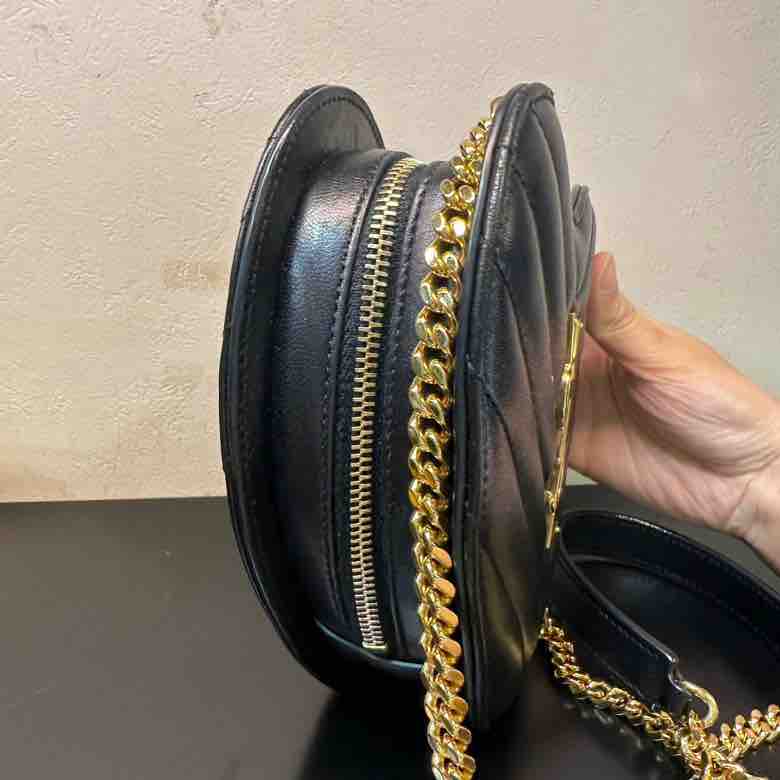 YSL Saint Laurent Leather Heart Chain Crossbody Bag