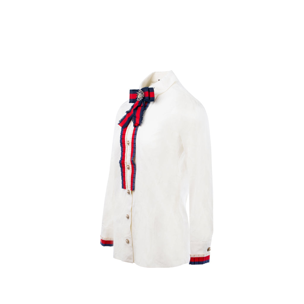 Gucci size 40 cotton poplin shirt / top white/ multicolor