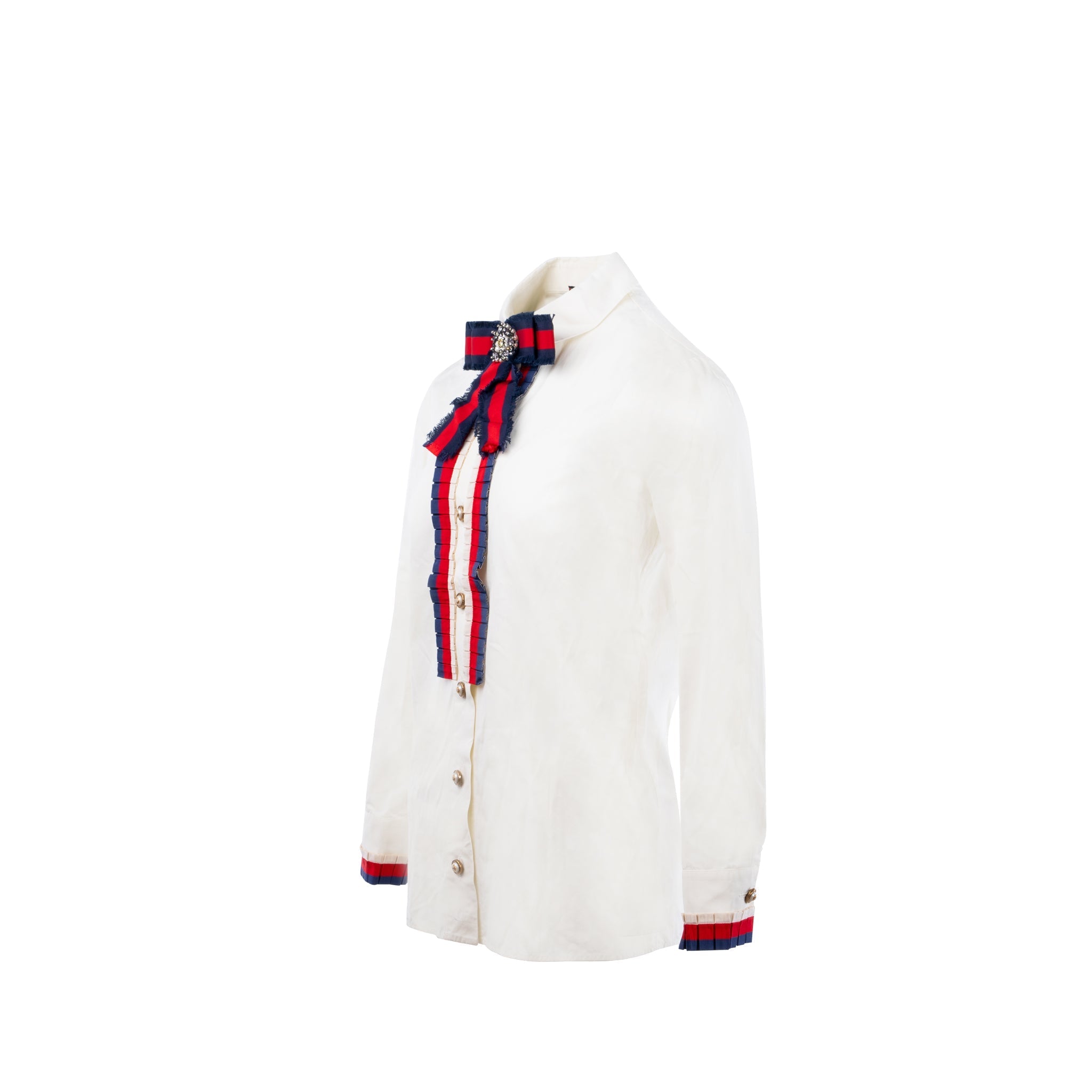 Gucci size 40 cotton poplin shirt / top white/ multicolor