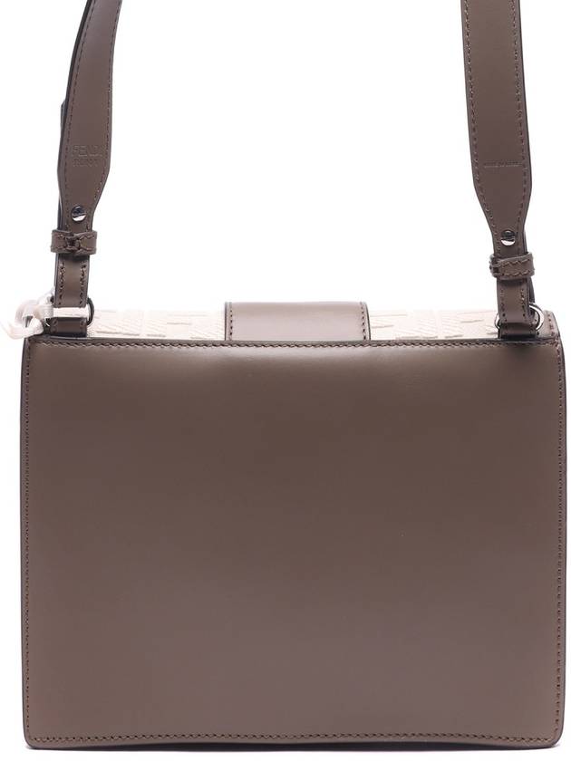 Fendi FF Flat Baguette Leather Cross Bag Grey