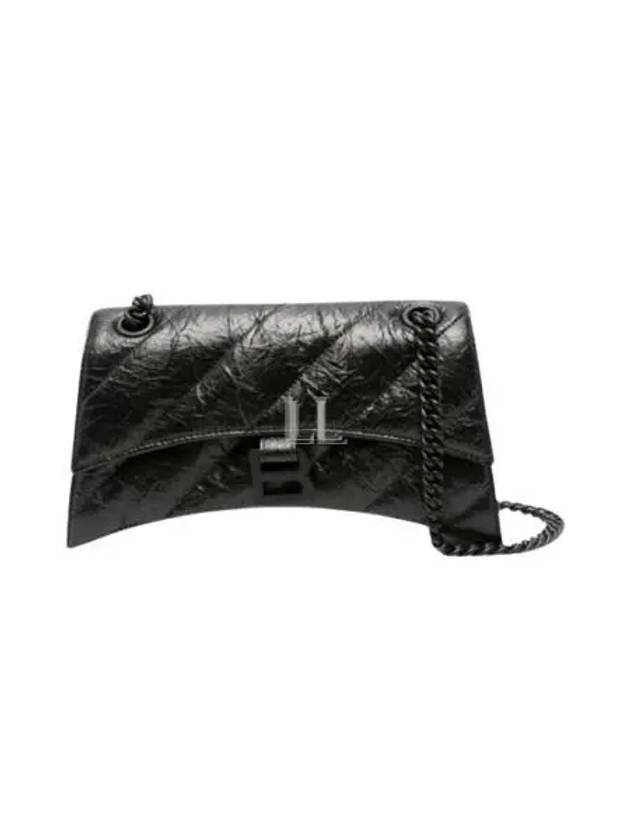 Balenciaga Crush Chain Strap Leather Shoulder Bag Black