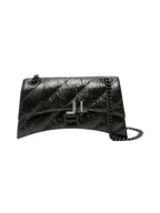Balenciaga Crush Chain Strap Leather Shoulder Bag Black