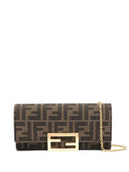 Fendi Fabric Chain Long Wallet Brown