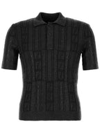 Fendi FF Motif Wool Polo Shirt Black