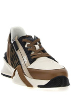 Fendi Flow FF Jacquard Leather Running Low Top Sneakers Brown