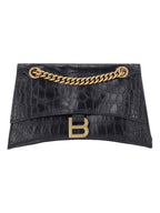Balenciaga Crush Small Leather Shoulder Bag Black