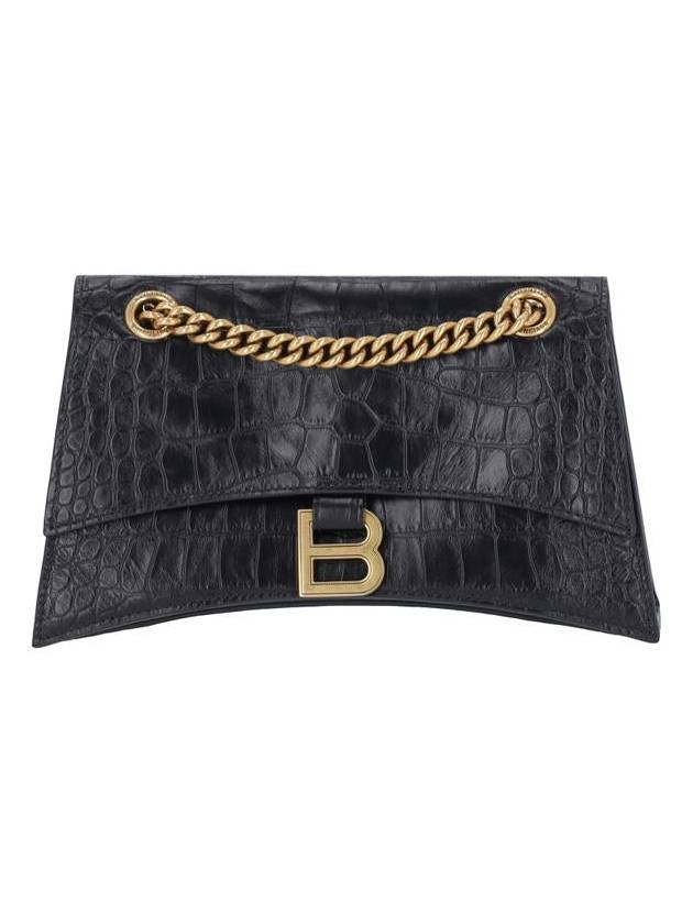 Balenciaga Crush Small Leather Shoulder Bag Black