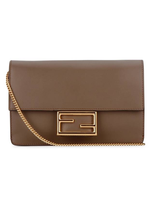 Fendi FF Buckle Flat Baguette Small Cross Bag Grey