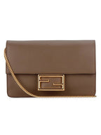 Fendi FF Buckle Flat Baguette Small Cross Bag Grey