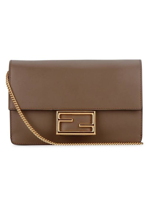 Fendi FF Buckle Flat Baguette Small Cross Bag Grey