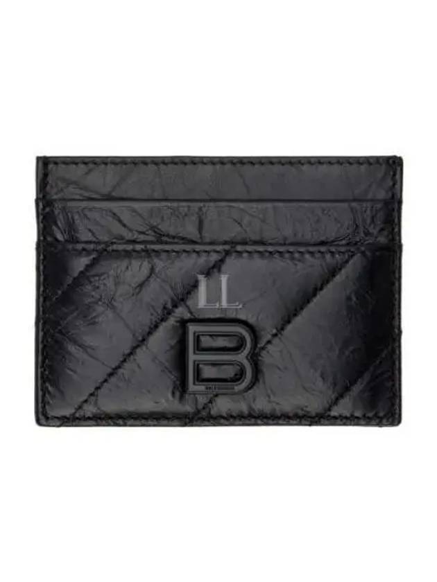 Balenciaga Crush Leather Card Wallet Black