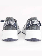 Fendi Flow FF Jacquard Leather Running Low Top Sneakers Blue