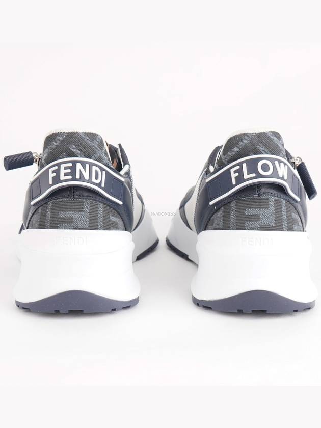 Fendi Flow FF Jacquard Leather Running Low Top Sneakers Blue