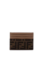 Fendi Baguette FF Jacquard Fabric Flat Card Wallet Brown