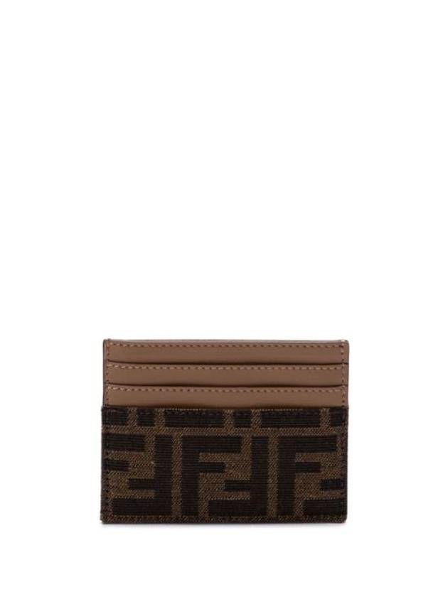 Fendi Baguette FF Jacquard Fabric Flat Card Wallet Brown