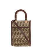 Fendi Logo Pattern Sunshine Small Tote Bag Brown