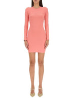 Fendi FF motif round neck knit short dress pink
