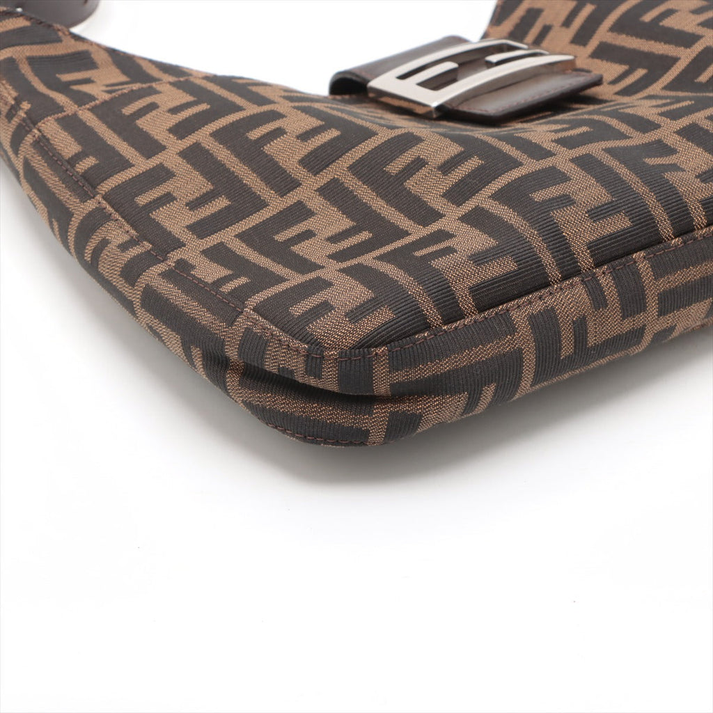 FENDI Zucca Shoulder Bag in Canvas Leather Brown