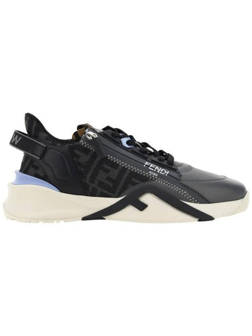 Fendi Flow FF Jacquard Leather Running Low Top Sneakers Grey