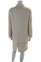 Fendi 365 Womens Wool Collared Long Sleeve Jacket + Dress Set Beige