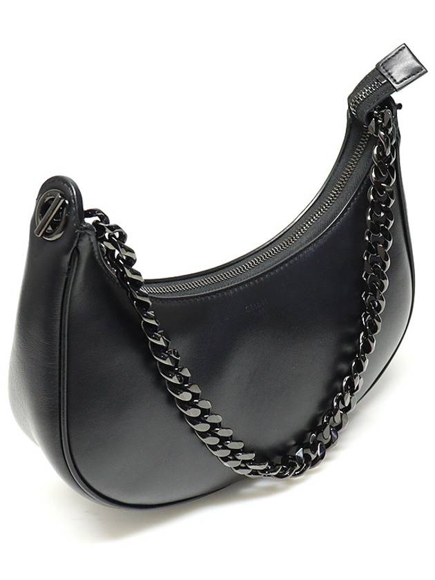 CELINE 199583DGQ 38NN Black Calfskin AVA Chain Hobo Medium Shoulder Bag