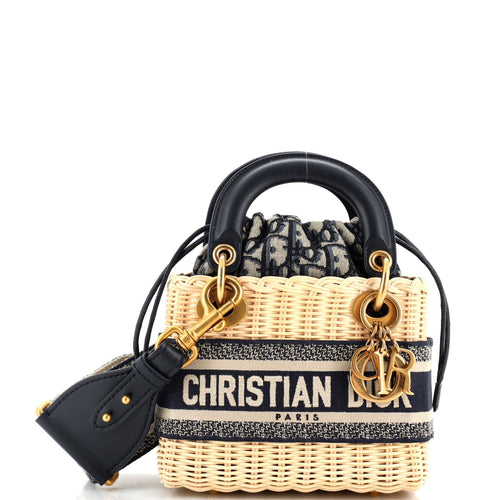 Dior Lady Dior Bag Wicker and Oblique Canvas Mini