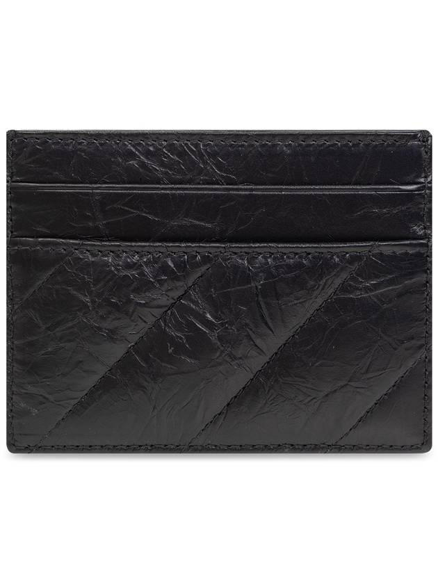 Balenciaga Crush Quilted Calfskin Card Wallet Black