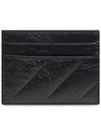 Balenciaga Crush Quilted Calfskin Card Wallet Black