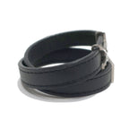 Saint Laurent Opium Double  Bracelet 536073 Black Silver G  Leather  Women Box  Bag