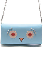 Fendi Face Wallet Chain Cross Bag Blue