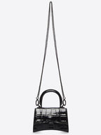 Balenciaga Hourglass Chain Crocodile Embossed Calfskin Shoulder Bag Black