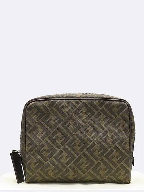 Fendi 7N0116 Brown color PVC FF logo Zucca pouch