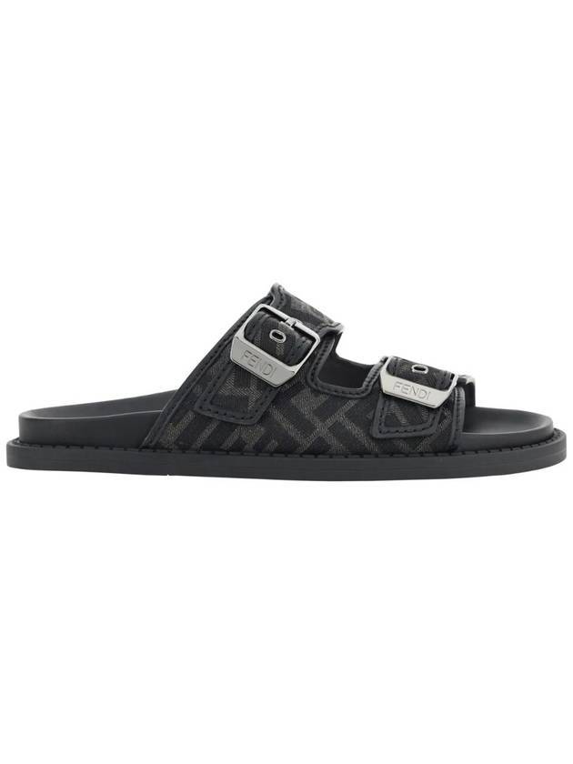 Fendi Men's Peel Jacquard Fabric Sandals Black