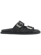 Fendi Men's Peel Jacquard Fabric Sandals Black
