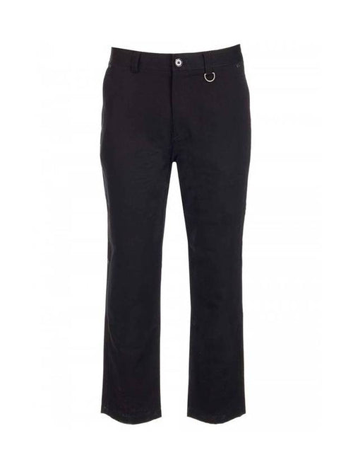 Burberry Men's D-Ring Detail Cotton Linen Straight Pants Black