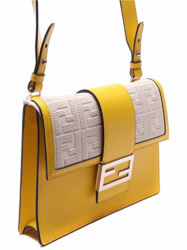Fendi FF Flat Baguette Leather Cross Bag Yellow