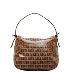 FI Zuchino MANMABACKET HANDBACHET One-Shoulder Bag Beige Brown Vinyl Leather  FENDI