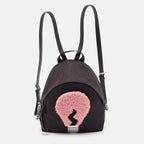Fendi Black Nylon And Shearling Mini Dolce Lightbulb Backpack