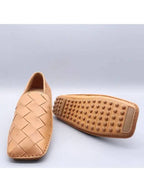 Bottega Veneta 578309 Camel Intrecciato Leather Square Toe Driving Men s Loafers Size 44
